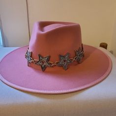 Nwt, Includes Hat Chain That Can Double As A Belt. Great Hat Just Have Not Had A Chance To Wear It. Sold Out Online Embellished Cowboy Hat, Hat Chain, Gucci Cap, Wide Brim Felt Hat, Love Your Melon Beanie, Floral Bucket Hat, Disco Cowgirl, Lucky Ladies, Pink Nation