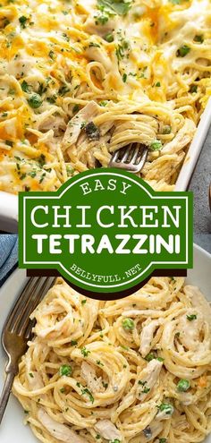 This weeknight dinner is classic comfort food! It's a make-ahead pasta recipe that's also freezer-friendly. Creamy, cheesy, and delicious, this Easy Chicken Tetrazzini is always a favorite! Save this and try it! Light Chicken Tetrazzini Recipes, Crockpot Tetrazzini Chicken, Million Dollar Tetrazzini, Easy Chicken Tretazzini Recipe, Make Ahead Chicken Tetrazzini, Chicken Tetrazzini For Two, Pasta Dishes With Rotisserie Chicken, Dairy Free Chicken Tetrazzini, Easy Casserole Recipes For Dinner Pasta