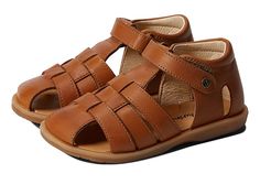 Naturino Zaffiro (Toddler/Little Kid) - Boy's Shoes : Cognac : Style them up in a trendy and dainty look in the Naturino Zaffiro sandals. Flat sandals featuring leather upper. Leather lining with brand name detailing on it. Gladiator silhouette. Hook-and-loop closure on the ankle strap. Durable synthetic outsole. Made in Italy. Measurements: Weight: 4 oz. Measurements: Weight: 4 oz Product measurements were taken using size EU 25 (US 8 Toddler), width M. Please note that measurements may vary by Classic Sandals With Non-slip Round Toe, Kids Summer Shoes, Church's Shoes, Sandals Flat, Kids Sandals, Boys Shoes, Summer Shoes, Flat Sandals