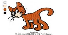 an orange cat is shown in the shape of a cross stitch pattern