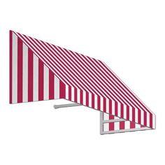 a red and white striped awning is shown