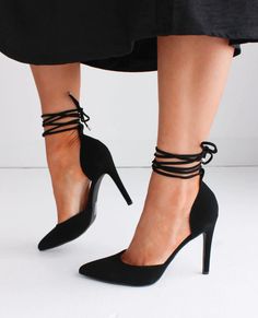 Formal Ankle Tie Heels With 4-inch Heel, Formal 4-inch Ankle Tie Heels, Formal Lace-up Heels With Wrapped Heel, Elegant Lace-up Heels With Heel Strap, Spring Night Out Lace-up Sandals, Formal 4-inch Lace-up Heels, Party Heels With Wrapped Heel And Ankle Tie, Fitted Lace-up Heels With Laces, Elegant Lace-up Sandals With 4-inch Heel, Pointed Toe