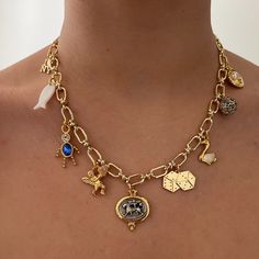 Large Charm Necklace, Gold Necklace With Charms, Charm Necklace Chain, Charm Necklace Vintage, Make Your Own Charm Necklace, Chain Charm Necklace, Custom Charm Necklace, Diy Charm Necklace Ideas, Vintage Charm Necklace