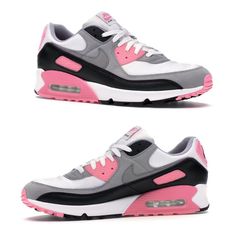 The Wmns Air Max 90 'Pink' Released To Celebrate The 30th Anniversary Of The Silhouette. The Shoe's Upper Is Built With A White Mesh Base, Overlaid By Grey Suede And Highlighted By Rose Pink On The Lower Tpu Eyelets, Tpu Air Max Badges And Tongue Branding. More Rose Pink Marks The Max Air Window In The Heel Of The Midsole, Giving Way To Waffle Rubber Outsole For Traction. Men Size 11 Women Size 12.5 Pink Sporty Custom Sneakers With Air Cushioning, Sporty Pink Custom Sneakers With Air Cushioning, Pink Nike Air Max With Boost Midsole For Streetwear, Sporty Sneakers With Pink Accents For Sports, Pink Nike Air Max With Air Cushioning For Streetwear, Sporty Custom Pink Sneakers With Air Max Cushioning, Nike Air Max Pink Round Toe, Pink Nike Air Max Low-top With Cushioned Footbed, Pink Nike Air Max With Cushioned Footbed