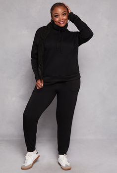 Long Sleeves, Funnel Neck, Sweatshirt, Solid, Fleece, Item Number 3951063401820 Funnel Neck Sweatshirt, Funnel Neck, Item Number, Funnel, Long Sleeves, Plus Size, Sweatshirts, Black