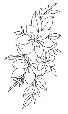 Flower Stencils Tattoo, Big Flower Drawing Simple, Flower Tracing Pattern, Simple Traditional Tattoo Outline, Nails Drawing Sketch, Floral Embroidery Patterns Templates Flower Designs, Primrose Flower Drawing, Tattoo Stencil Outline Simple, Flowers Colouring Pages