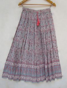 "ITEM DESCRIPTION pink grey maxi skirts - summer Indian look skirts - traditional bohemian style maxi skirts Material: 100% cotton cambric soft crinkled fabric Length: - 38 inch long Waist :-28.00 inch full (14 inch half) 28 inch relaxed can stretch up to 50 inch Size: free size (fit to all) PRODUCT NAME: - Long Women Maxi skirts Ladies Vintage Long skirts Company Return Policy: Please write for more information to my email directly CHOOSE \"ASK SELLER QUESTION \" payment policy:- we accepts pay Bohemian Summer Maxi Skirt With Tassels, Bohemian Long Skirt With Tassels, Gray Flowy Maxi Skirt For Summer, Bohemian Maxi Skirt With Tassels, Summer Maxi Skirt With Tassels, Long Maxi Skirts Summer, Pink Bohemian Cotton Skirt, Bohemian Pink Maxi Skirt, Bohemian Full-length Maxi Skirt For Spring