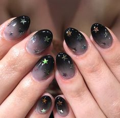 Star glitter Nails With Stars, Vacation Nails Green, Tropical Vacation Nails, Grunge Nails, Nails Green, Vacation Nails, Star Nails, Minimalist Nails, Funky Nails