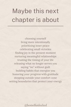 a white paper with the words maybe this next chapter is about choosing yourself for an inner peace