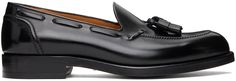 Polished leather loafers in black. · Moc toe · Tassels at vamp · Lace-up detailing at collar · Buffed leather lining · Stacked leather heel with rubber injection · Leather sole Supplier color: Black Black Moccasins, Black Toms, Ford Black, Black Shoes Men, Tom Ford Men, Moccasins Shoes, Fitness Workout, Westminster, Leather Loafers