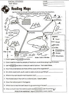 reading maps worksheet for students to help them understand the locations and how they are located