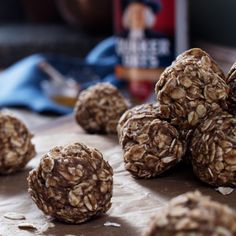 chocolate and oatmeal balls on a table