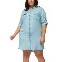 Classic denim shirtdress that emulates instant casual style. Spread collar Long sleeves with buttoned cuffs Front button placket High-low hem Tencel Machine wash Imported SIZE & FIT About 38.5" from shoulder to hem Casual Button-up Shirt Dress With Rolled Sleeves, Spring Collared Shirt Dress With Roll-up Sleeves, Spring Button-up Shirt Dress With Pockets, Casual Shirt Dress With Button Closure For Work, Casual Workwear Shirt Dress With Button Closure, Summer Button-up Shirt Dress With Roll-up Sleeves, Casual Button-up Shirt Dress For Work, Casual Button-up Shirt Dress With Roll-up Sleeves, Casual Summer Shirt Dress With Roll-up Sleeves