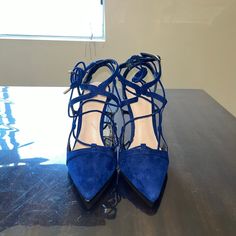 Zara Suede Strappy Blue Heels. Never Worn. Size 38 Or Woman’s 8. Tags Attached. Orange Strappy Heels, Blue Strappy Heels, Black And Silver Heels, Zara Strappy, Ankle Pumps, Strappy Platform Sandals, Zara Heels, Square Toe Heels, Black Stilettos