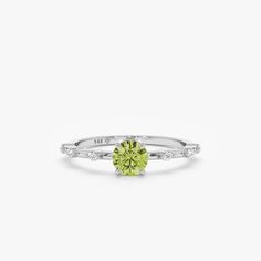 White Gold Handmade August Ring Solid Gold Ring, Peridot Gemstone, Solid Gold Rings, Diamond Carat, Quality Diamonds, Diamond Engagement Ring, White Diamond, Timeless Pieces, Gold Ring