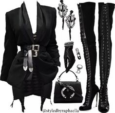 Clothing Design Sketches, Future Outfit, Total Black, Fashion Inspiration Design, Alternative Outfits, Black Outfit