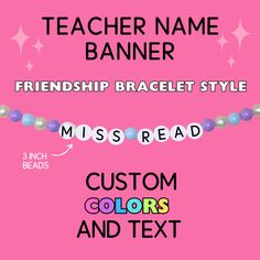 the teacher name banner is shown with beads