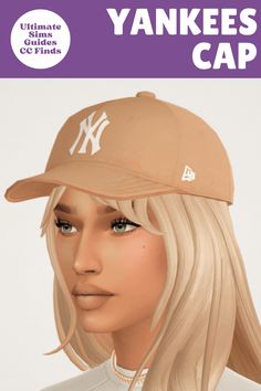 an image of a woman wearing a yankees cap with the words yankees caps on it