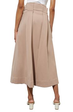 A pleated skirt fashioned in an A-line silhouette is anchored by a coordinating belt for waist-defining style. 30" length (size Extra Small) Hidden side-zip closure Side-seam pockets Removable belt 53% nylon, 40% rayon, 7% spandex Hand wash, dry flat Imported Chic A-line Maxi Skirt For Work, Evening A-line Skirt With Box Pleat, Chic A-line Maxi Skirt With Relaxed Fit, Beige A-line Pleated Skirt For Work, Formal A-line Maxi Skirt With Pleated Waist, Formal Pleated A-line Maxi Skirt, Elegant A-line Maxi Skirt With Pleated Hem, Spring Formal A-line Pleated Skirt, Formal Full Beige Skirt