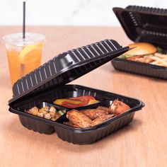 Karat® Hinged Containers in the color black are stackable and convenient for food transportation. These PP hinged containers have one compartment and are made from sturdy, high quality polypropylene. With Karat’s PP hinged containers, you can store many types of foods and provide your customers with a great food to-go experience! Specifications: L*W*H: 8.6"x8.31"x3.09" Color: Black Available Color: Clear Units Sold By: Case 250 containers (125 pcs per pack / 2 packs per case) Shop All Karat Prod Black Pp, The Color Black, Food To Go, Restaurant Supplies, Great Food, Hinged Lid, Types Of Food, Food Containers, Great Recipes