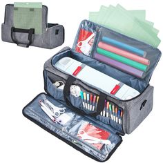 PRICES MAY VARY. 12*12 CUTTING MATS POCKET-Customized storage pocket for standard grip cutting mats 12x12 ACCESSORIES ARE NO LONGER LOST-Large customized front compartment for pen sets, scissors, rulers, cord, scoring, etc WELL PADDED PROTECT DIE-CUT MACHINE-It is heavily guarded with padding from all sides to protect your machine and craft supplies from physical damage. 2 straps inside fix your machine in place ENJOY THE FREEDOM AND CONVENIENCE- With comfortable carry handles and an adjustable Cricut Carrying Case, Cricut Storage, Cricut Accessories, Cricut Explore Air 2, Vinyl Rolls, Carry On Suitcase, Tote Storage, Cricut Explore Air, Cricut Maker