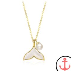 Gold Whale Tail Necklace White Nautical Jewelry For Gift, Elegant Mermaid Jewelry With Lobster Clasp, Elegant Anchor-shaped Jewelry Gift, Gold Whale, Whale Tail Necklace, Whale Necklace, Necklace Collection, Symbols Of Strength, Whale Tail