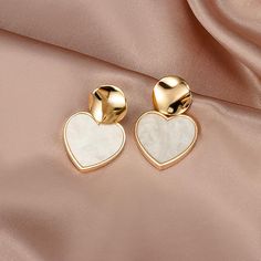 White Metal Earrings For Valentine's Day, Valentine's Day White Metal Earrings, Trendy White Heart-shaped Earrings, Chic White Heart-shaped Earrings, Tiny Purse, Marble Jewelry, Big Hoop Earrings, Fancy Jewelry, Trend Fashion