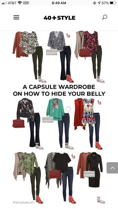 Tummy Hiding Capsule Wardrobe, Apple Shape Professional Outfits, Capsule Wardrobe For Apple Shaped Women, Outfit Apple Shape, Body Shape Outfits