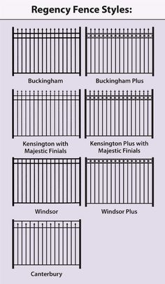 the fence styles for different fences are shown in black and white, with text below