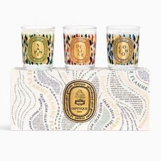 Diptyque Candle Set 3x70 G Mixed Kit. Limited Edition Seasonal Scents Sapin (Pine), Dlice (Delight), Coton (Cotton) Giftable Diptyque Candle, Diptyque Candles, Winter Scents, Holiday Candle, Best Stocking Stuffers, Holiday Candles, Mini Candles, Candle Gift Set, Perfect Stocking Stuffers