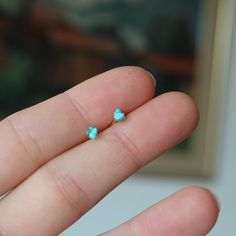 Small Turquoise Earrings, Dainty Hypoallergenic Turquoise Jewelry, Cute Turquoise Jewelry For Gifts, Turquoise Pierced Earrings, Cute Turquoise Jewelry For Gift, Turquoise Earrings Studs, Dainty Turquoise Hypoallergenic Jewelry, Turquoise Dainty Jewelry With Earrings Set, Tiny Blue Sterling Silver Jewelry