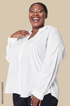 Stock Image: Women's plus size fashion white shirt Plus Size White Shirts For Women, Black Woman Dress, Dress Mockup, Apparel Mockup, Fashion White, Clothing Mockup, African Women, Free Image, American Apparel