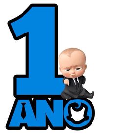 a baby in a suit sitting on top of the words 1 and 2 with an image of