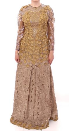 Lanre Da Silva Ajayi Exquisite Gold Lace Maxi Dress with Women's Crystals Long Lace Dress, Crystal Dress, Color Play, Lace Dress Long, Gold Lace, Lace Maxi, Art Model, Mixing Fabrics, Lace Maxi Dress