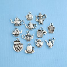 Tea themed collection of antique silver tone charms, in a zinc alloy metal. Perfect for bracelets, pendants, earrings, zipper pulls, bookmarks and key chains! Measurements: 10mm - 30mm Hole Size: 2mm You will receive 1 set of 12 charms. PLEASE NOTE: From time to time I may need to substitute one of the charms for another of equal or greater value... all keeping with the theme of the collection. Need more? Just send us a message through the contact us form, instant chat, or at mailto:info@bohemia Silver Novelty Charm Necklace, Nickel-free Silver Novelty Charms, Novelty Personalized Silver Charms, Nickel Free Silver Themed Charms, Nickel-free Silver Themed Charms, Nickel-free Themed Silver Charms, Themed Silver Metal Charms, Carton Of Milk, Green Charms