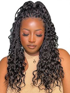 PRICES MAY VARY. Liyate Crochet Braids: Including Bohemian Box Braids, Boho Knotless Braids and Goddess Box Braids, Made of High-Quality Synthetic Fiber, Handmade 3x Box Braids Crochet Hair for Girls, Kids, Women Boho Braids: The Style Feature is Curly Pieces of Hair Added from Top to Each braids, Crochet Braids with Curly Ends is More Thick and Full. That's Highly Sought After for Braids Hairstyles Choices Advantage: Messy Goddess Box Braids is Smooth; Soft; Durable; Natural Texture; Cost-Effec 2024 Crochet Hairstyles, Braided Crochet Hairstyles, Hair For Girls Kids, Crochet Boho Braids, Boho Crochet Braids, Boho Goddess Braids, Braids 2024, Braids Boho, Synthetic Braiding Hair