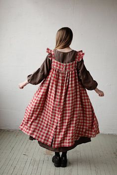 Linen Smock Dress Pattern, Victorian Clothing Patterns, Affordable Summer Pinafore Dress With Ruffles, Linen Smock Dress, Apron Outfit Aesthetic, Peasant Prairie Dress With Ruffles For Gatherings, Cotton Peasant Prairie Dress With Ruffles, Cotton Prairie Dress With Ruffles In Peasant Style, Farmgirl Outfits