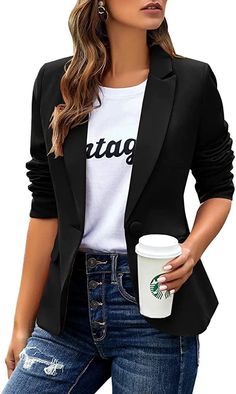 Black Blazer Casual, Women Blazers, Casual Blazer Women, Work Blazer, Blazer Jackets For Women, Classy Work Outfits, Casual Work Outfits, Womens Blazers, Womens Casual