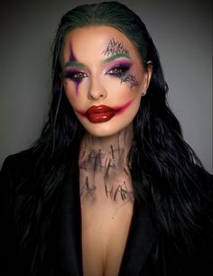 Hallowen Schminke, Female Joker Halloween, Joker Halloween Costume, Halloweenský Makeup, Holloween Makeup, Joker Halloween, Joker Makeup, Drag Make-up