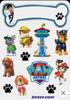 paw patrol stickers are displayed on a white background