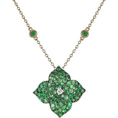 Piranesi - Mosaique Large Flower Necklace in Green Tsavorite - 18K Yellow Gold Diamond By The Yard, Yellow Diamond Necklace, White Diamond Earrings, Diamond Jewelry Necklace, Bridal Engagement Rings, Flower Pendant Necklace, Bridal Bands, Color Stone, Yellow And Black