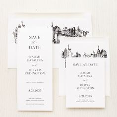 the save the date cards are printed on top of each other, and have black ink