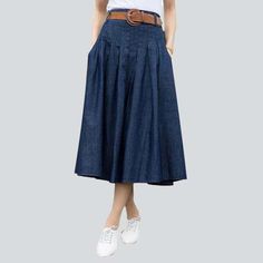 Long Jeans Skirt, Denim Skirts Online, Flared Denim Skirt, Women's Sash, Maxi Denim Skirt, Narrow Waist, Skirt Styles, Womens Denim Skirts, Long Denim Skirt