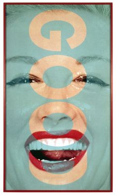 a woman's face with the word google on it and three circles over her mouth