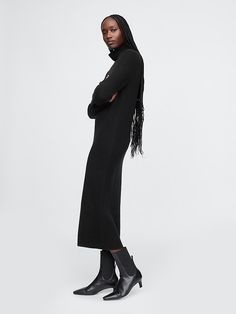 CashSoft Turtleneck Maxi Sweater Dress Black Long Sweater Dress Outfit, Casual Long Black Sweater Dress, Turtleneck Dress Outfit, Long Sweater Dress Outfit, Turtle Neck Dress Outfit, Black Fitted Long Sweater Dress, Black Stretch Knit Sweater Dress, Maxi Sweater Dress, Long Black Sweater