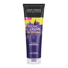 John Frieda Violet Crush Purple Shampoo kisses brassiness goodbye in as little as one wash. This intense formula by Kao USA cleanses while instantly neutralizes brassy tones for fresh and brighter hair. Deposits crushed violet pigments into blonde hair to counter-act yellow tones to make color-treated or highlighted blonde hair appear cooler and brighter in as little as one use. Satisfaction Guaranteed. Limitations may apply. Blonde Hair Shampoo, Brassy Blonde Hair, Purple Shampoo For Blondes, Best Purple Shampoo, Violet Shampoo, Purple Conditioner, Brassy Blonde, Purple Shampoo And Conditioner, Silver Shampoo