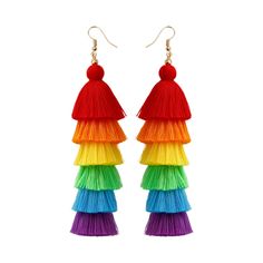 PRICES MAY VARY. These fun rainbow earrings come in three styles: circle, clip, and drop. The material is composed of cotton thread or stainless steel, waterproof and hypoallergenic, lightweight and comfortable to wear. Perfect for everyday wear or for Pride parades, walks, fundraisers or LGBT affinity groups and networks, Pride community parties and more. Comes with a grey velvet pouch, perfect for gifting, Shop safely. If you are satisfied with it, please share your review under the product page, if you are not satisfied, please feel free to contact us, we will solve any problem for you. Christmas Theme Party, Valentines Birthday Party, Pride Earrings, Pride Jewellery, Boho Layering, Tassel Drop Earrings, Rainbow Earrings, Colorful Earrings, Fashion Jewelry Earrings