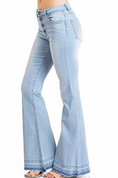 #bellbottoms #flarejeans #widelegjeans #trendyjeans #vintagestylejeans #buttonflyjeans #jeansforwomen #denimoutfit #jeansoutfit Mid Rise Pants, Trendy Jeans, Bottom Jeans, 13th Birthday, Button Fly Jeans, Bell Bottom, Denim Outfit, Wide Leg Jeans, Bell Bottoms