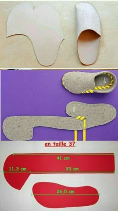 the instructions for how to make an easy diy shoe with felt and construction paper