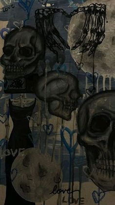 a painting with skulls and other things on it